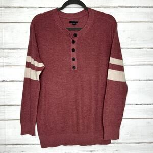 American Eagle Varsity Stripe Henley Pullover Sweater Size Medium